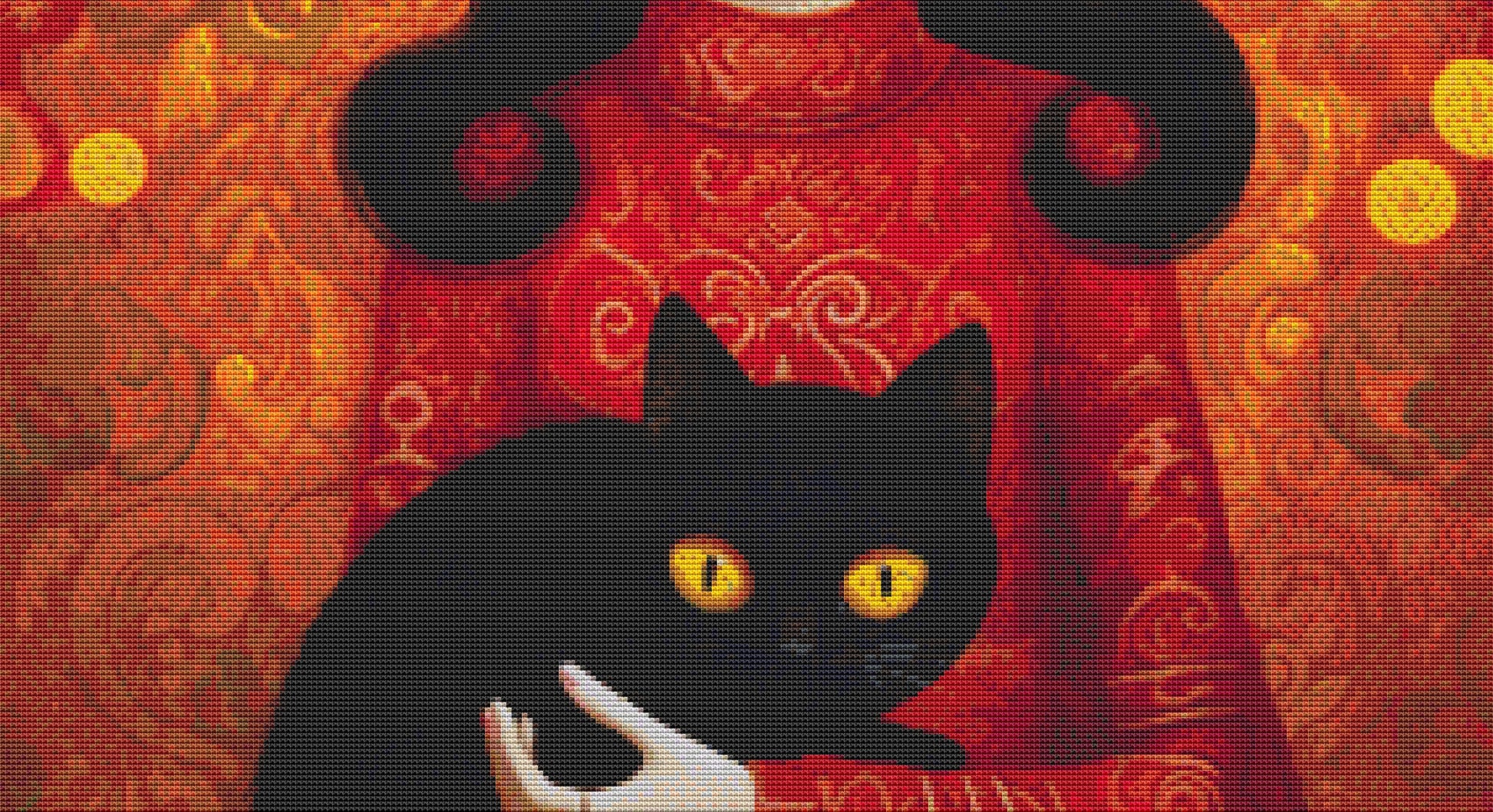 Mystical Cat Girl 4 cross stitch pattern by DutchLadyMysticArt