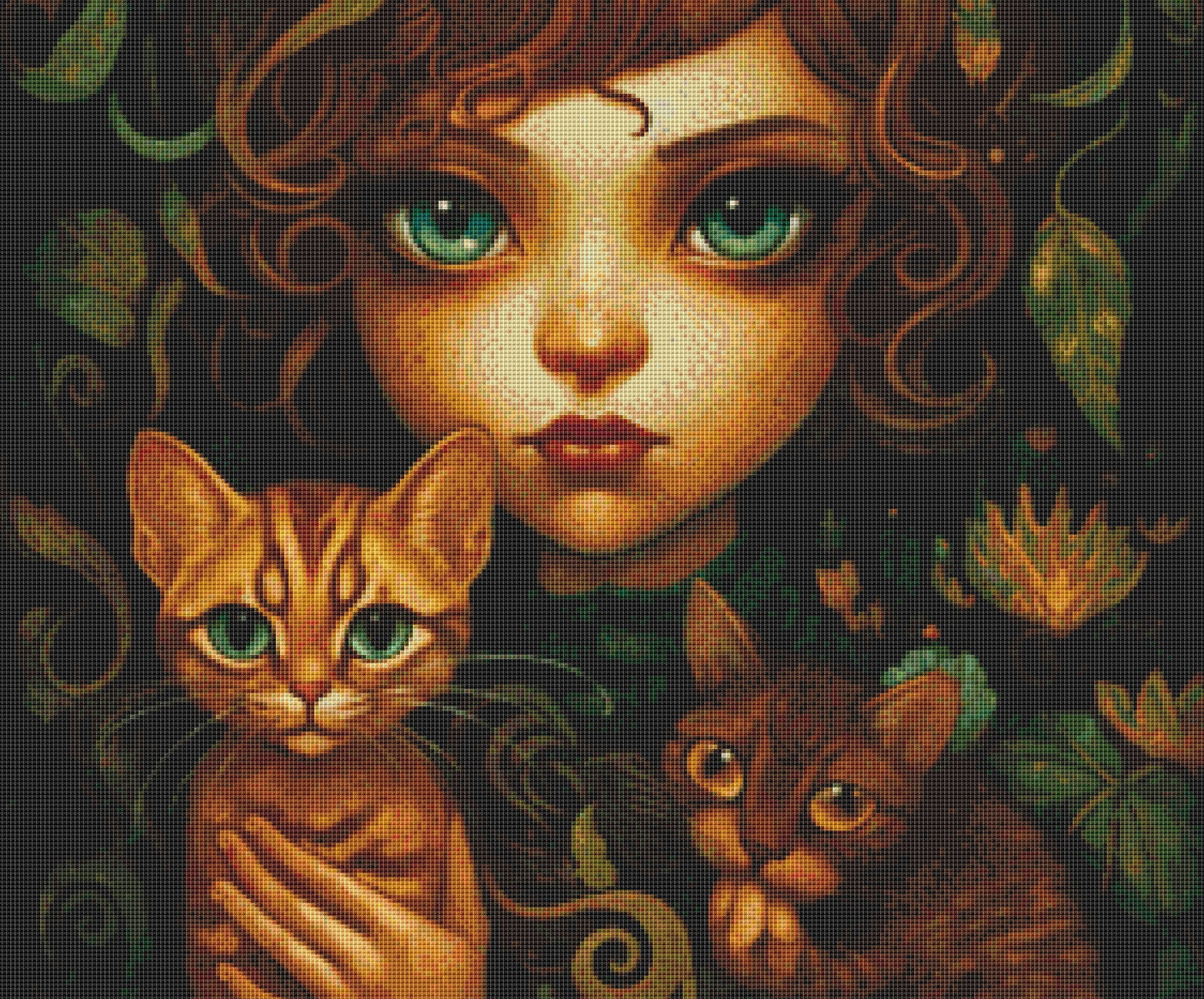 Mystical Cat Girl 8 cross stitch pattern by DutchLadyMysticArt
