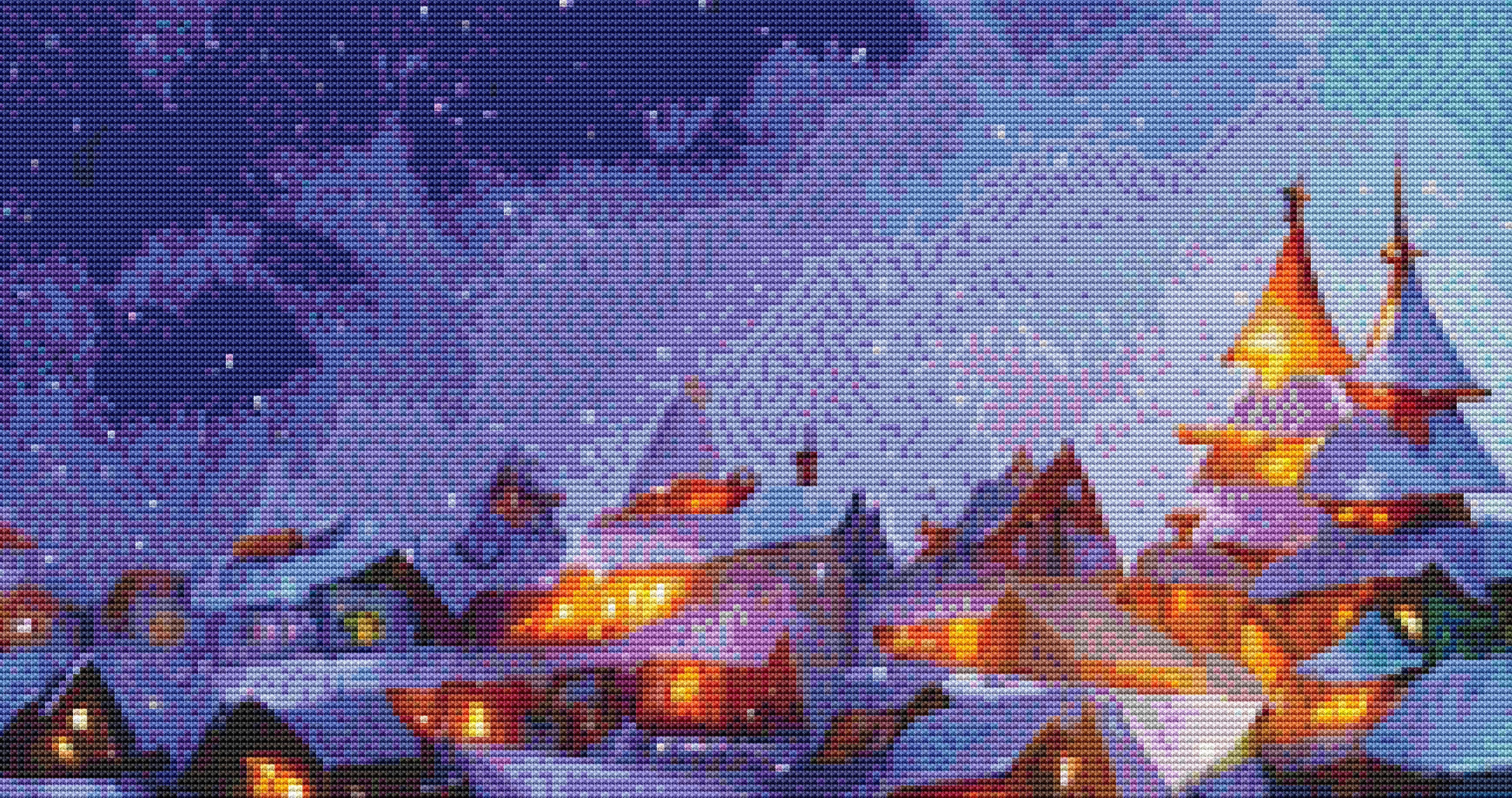 Christmas Light Village ©Adobe Ext. License cross stitch pattern by StitchesSewBeautiful