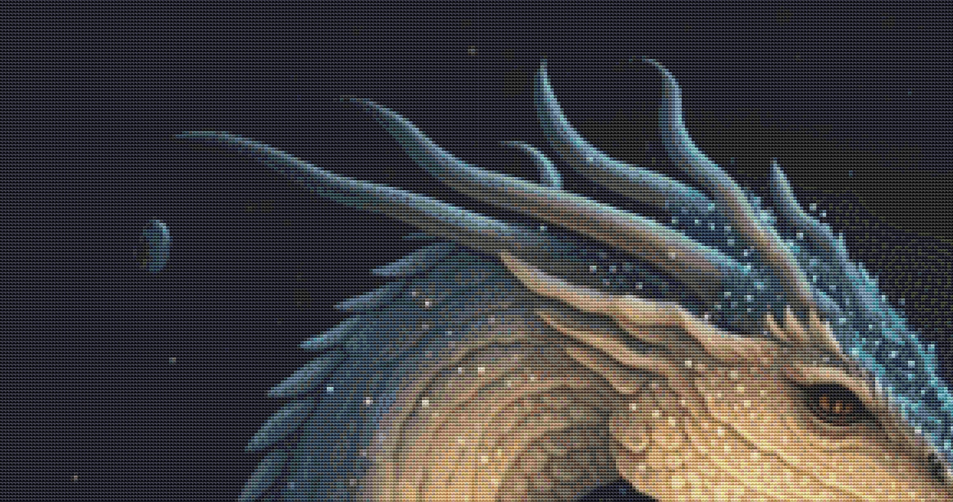 Beautiful White Christmas Dragon cross stitch pattern by Serr.Kai A Quill & Ink