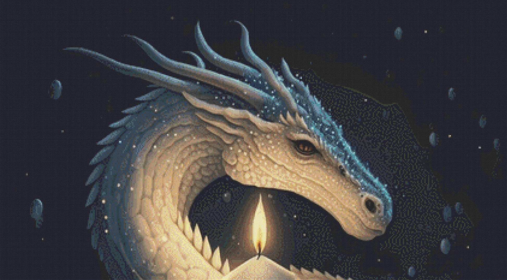 Beautiful White Christmas Dragon cross stitch pattern by Serr.Kai A Quill & Ink