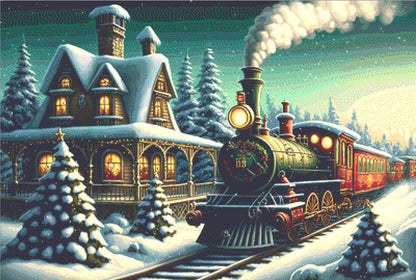 Christmas Train ©Adobe Ext. License cross stitch pattern by StitchesSewBeautiful