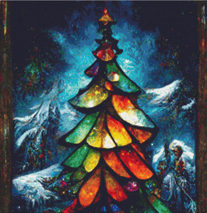 Stained Glass Christmas Tree ©Adobe Ext. License cross stitch pattern by StitchesSewBeautiful