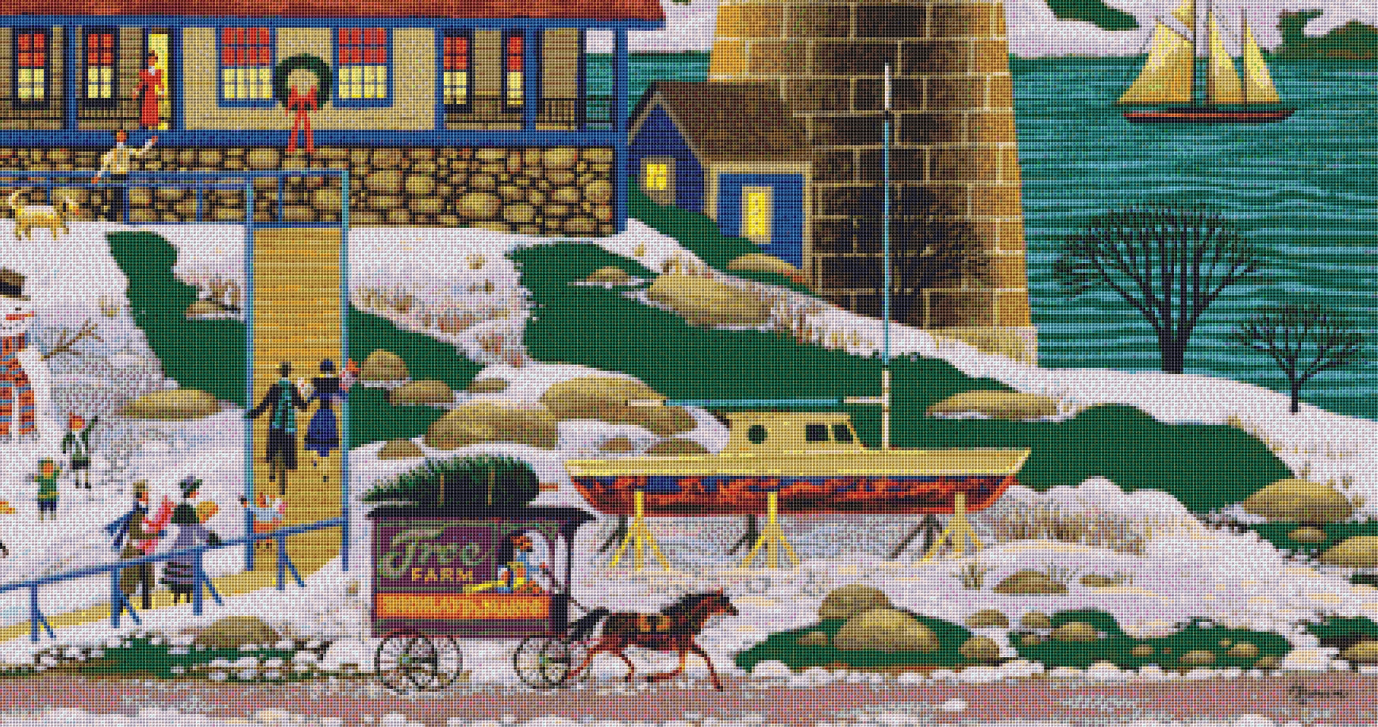 Grandma and Grandpa at Christmas counted cross stitch pattern by Heronim/Ansada Art Licensing Group, LLC