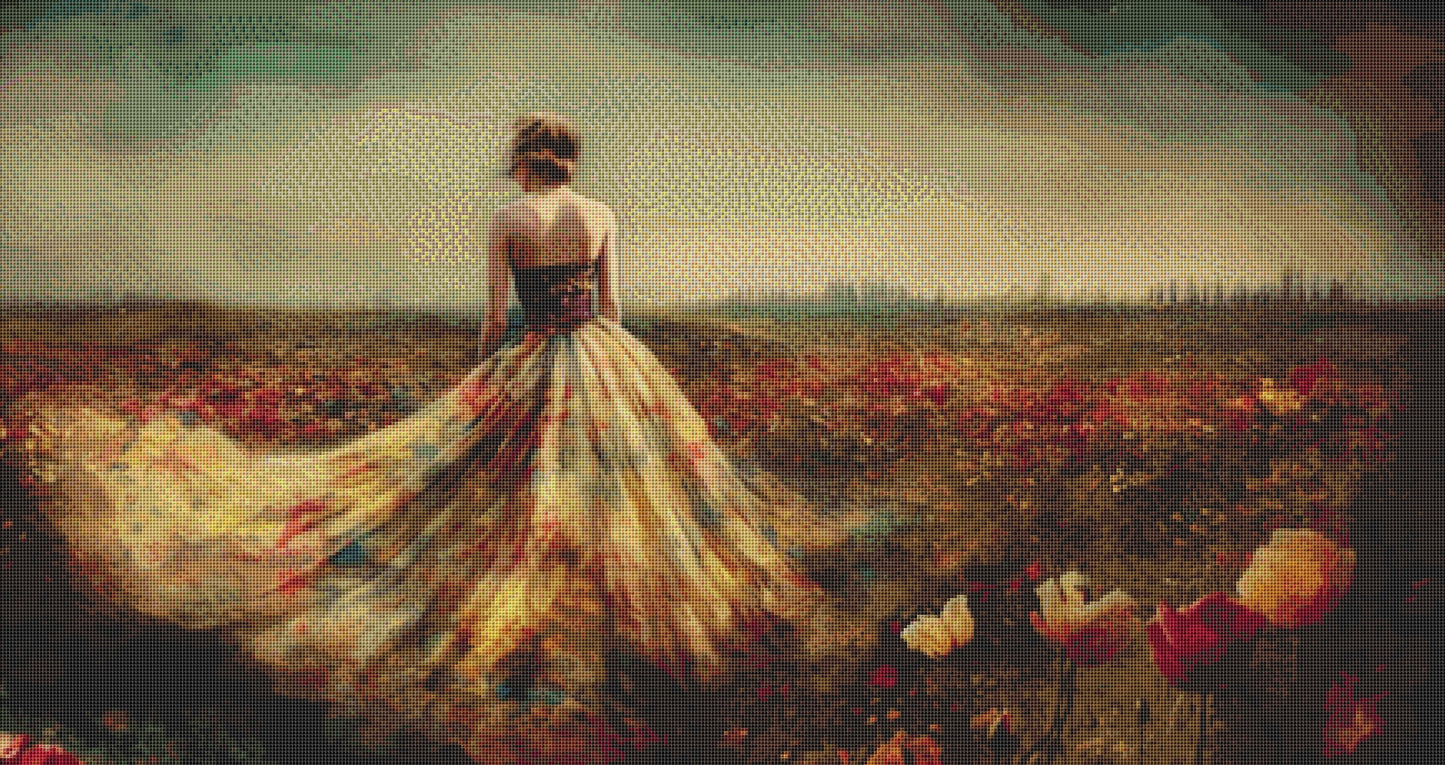 Woman in a Field of Flowers 7 cross stitch pattern by Eder Jose Rosa
