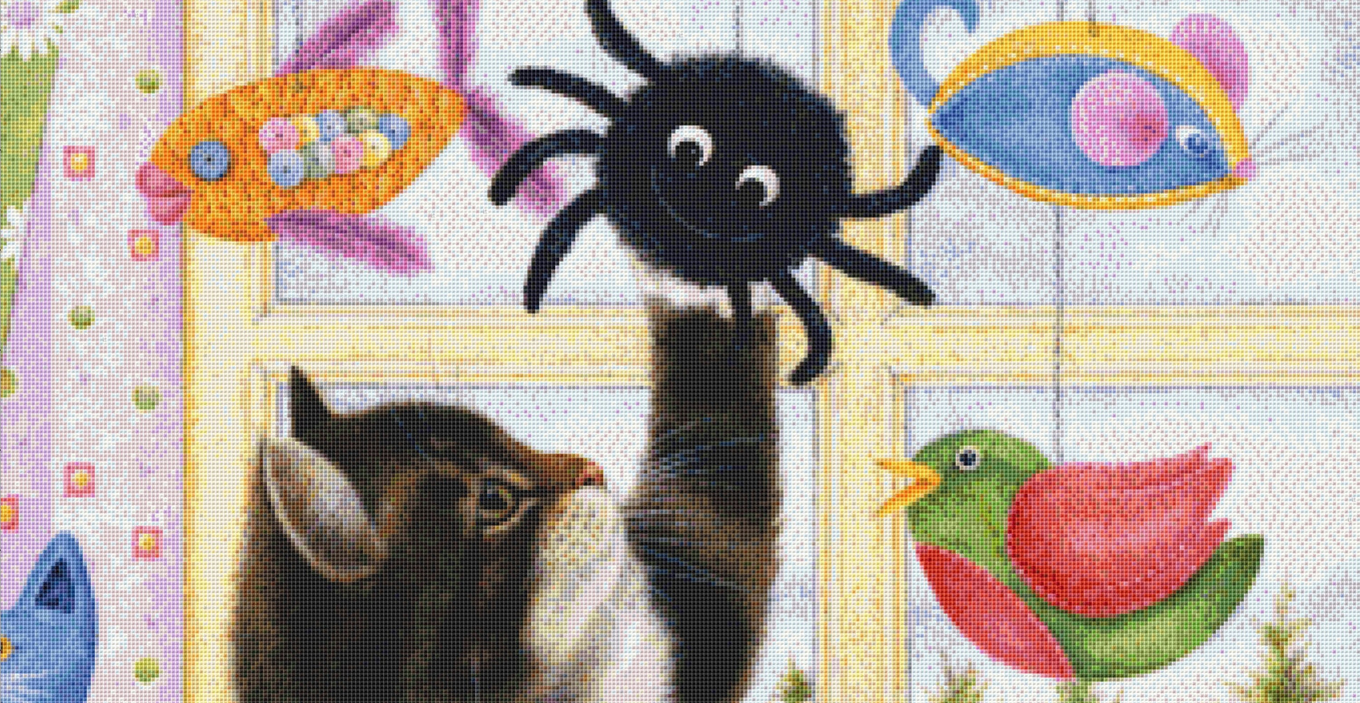 Curious Kitten cross stitch pattern by Anne Mortimer/Porterfields Fine Art Licensing