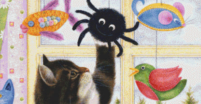 Curious Kitten cross stitch pattern by Anne Mortimer/Porterfields Fine Art Licensing