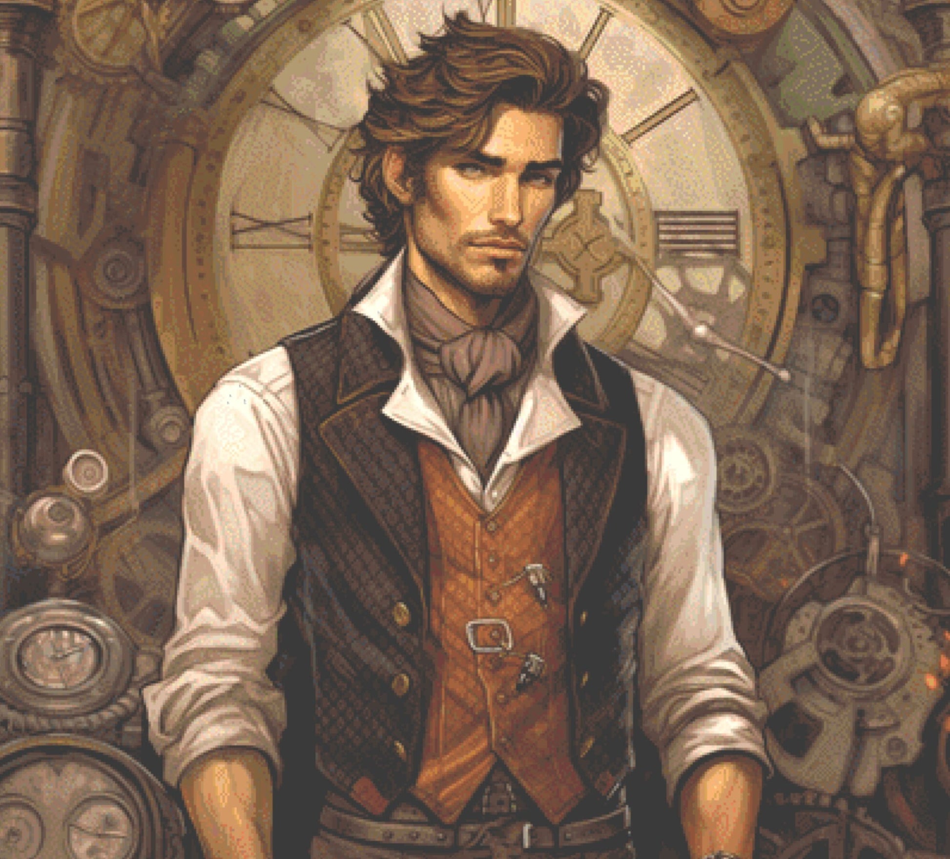 Steampunk Man 1 cross stitch pattern by SphinxDesignStudio