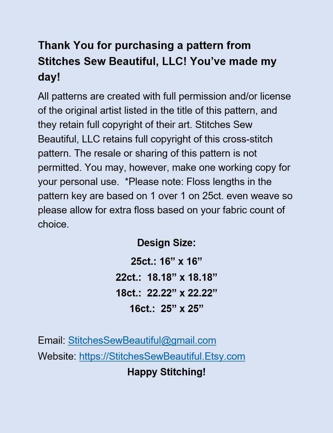 Just the Right Size cross stitch pattern by Anne Mortimer/Porterfields Fine Art Licensing