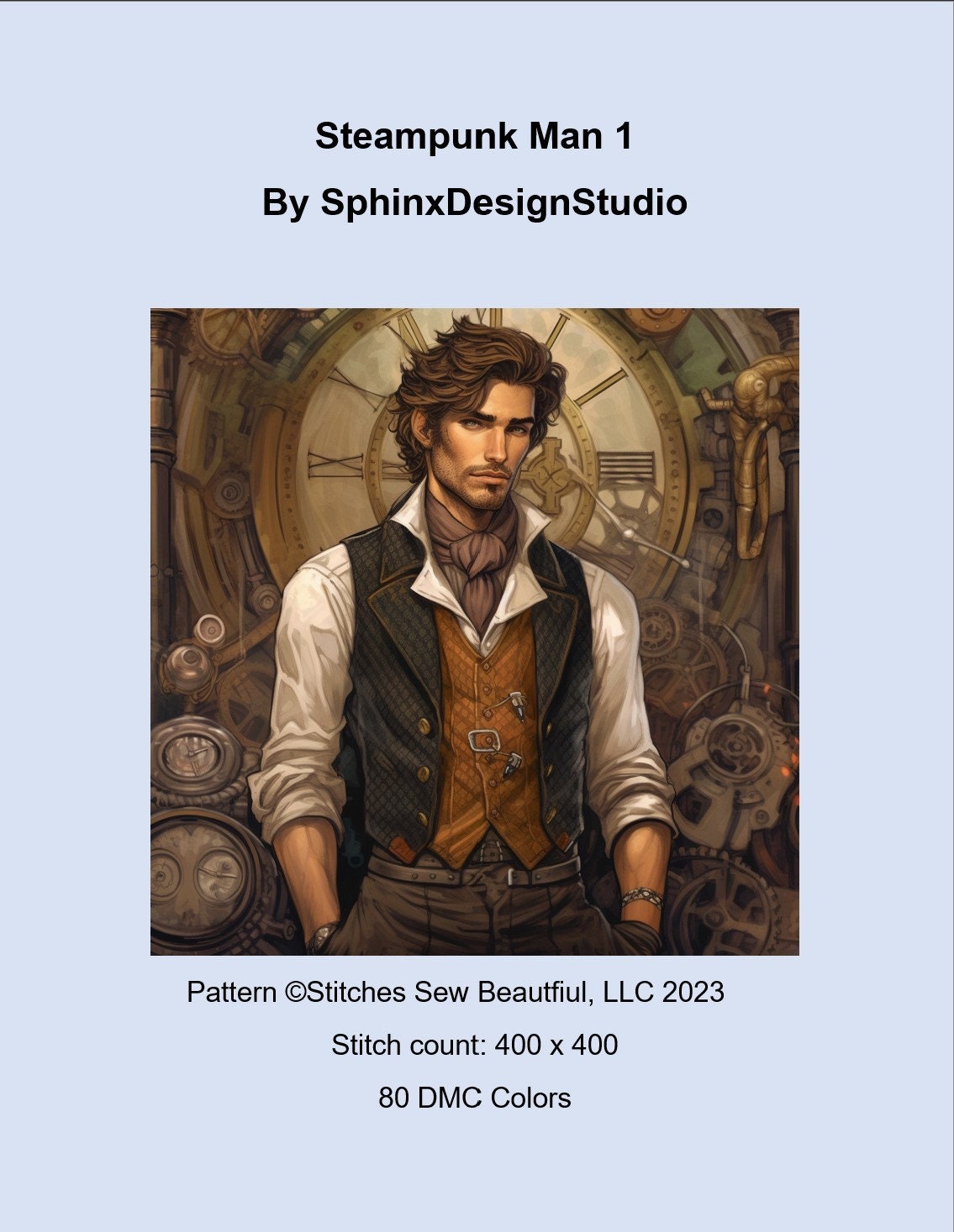 Steampunk Man 1 cross stitch pattern by SphinxDesignStudio