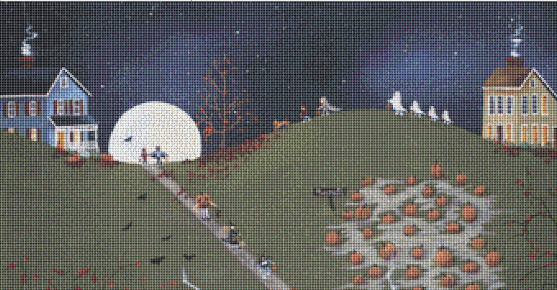 A Star Filled Halloween Evening cross stitch pattern by Catherine Holman/Ansada Licensing Group, LLC.