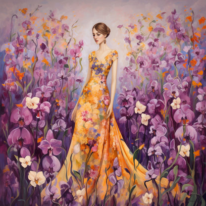 Woman in a Field of Flowers 4 cross stitch pattern by Eder Jose Rosa
