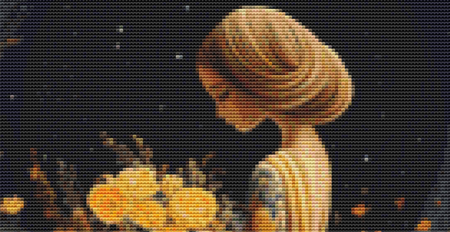 Woman in a Yellow Dress cross stitch pattern by Eder Jose Rosa