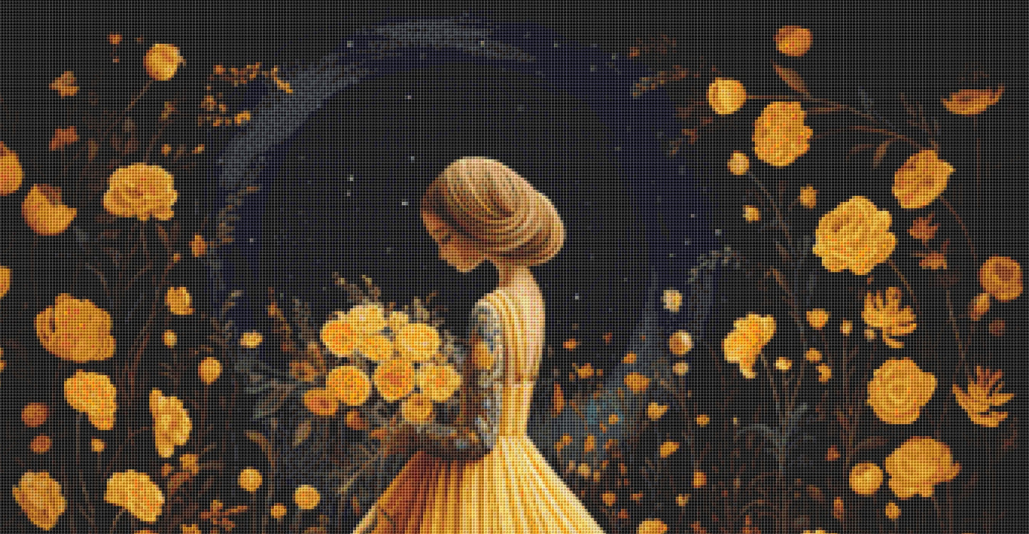 Woman in a Yellow Dress cross stitch pattern by Eder Jose Rosa