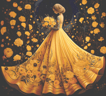 Woman in a Yellow Dress cross stitch pattern by Eder Jose Rosa