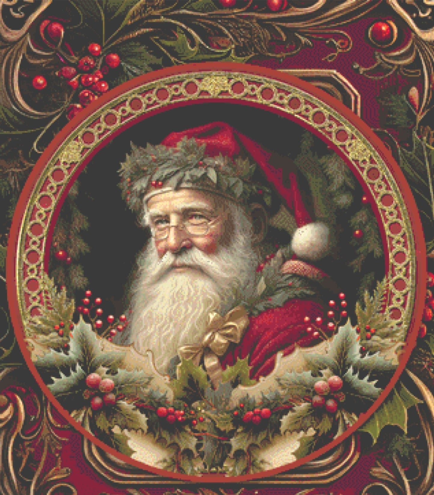 Victorian Santa cross stitch pattern by Ivy Cottage Home
