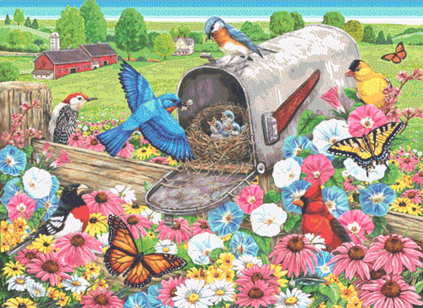 Home Sweet Home Bluebird and Mailbox cross stitch pattern by Linda Howard Bittner/Ansada Licensing Group, LLC