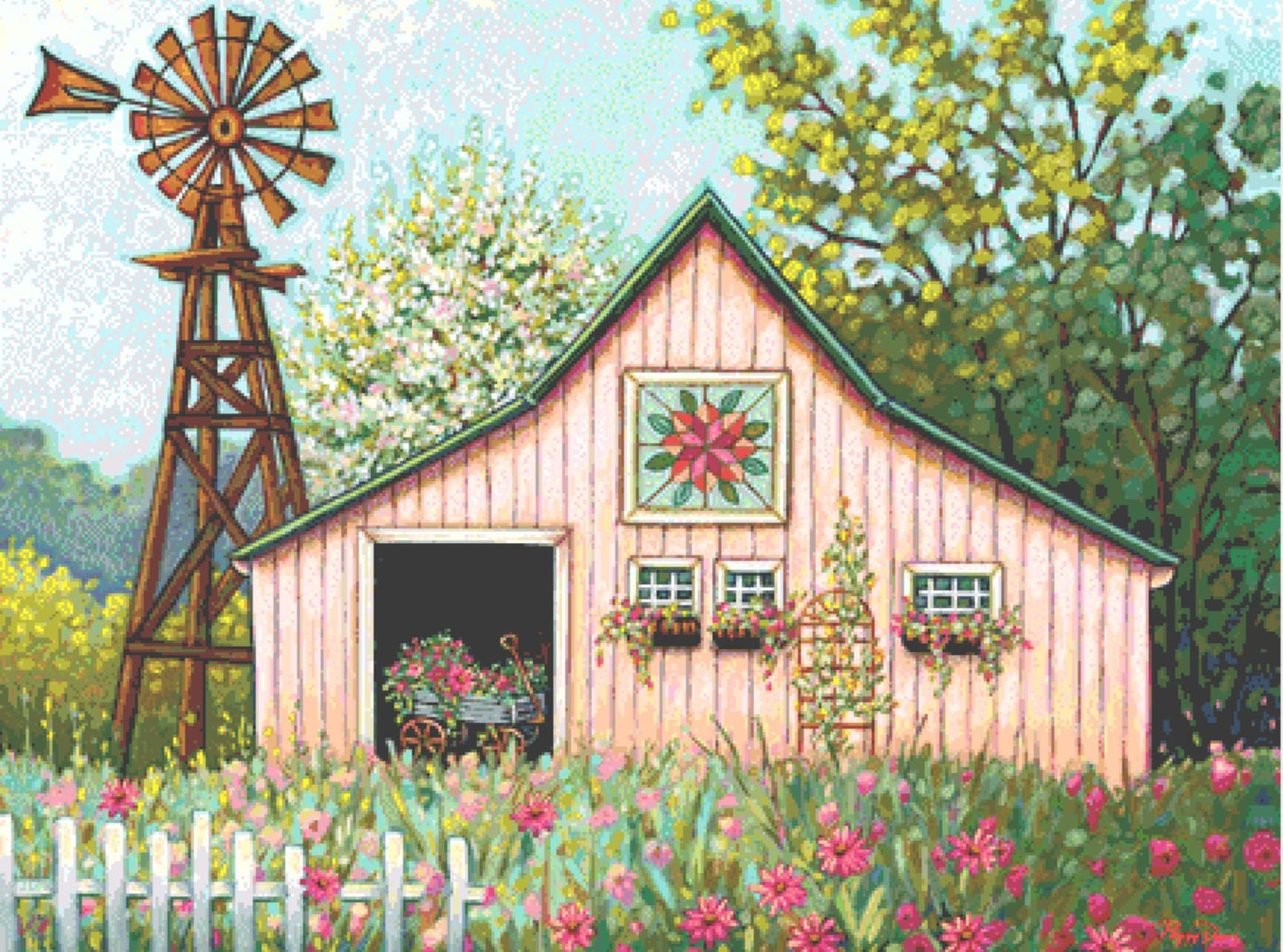 Daisy Farm cross stitch pattern by Peggy Davis/Porterfields Fine Art Licensing