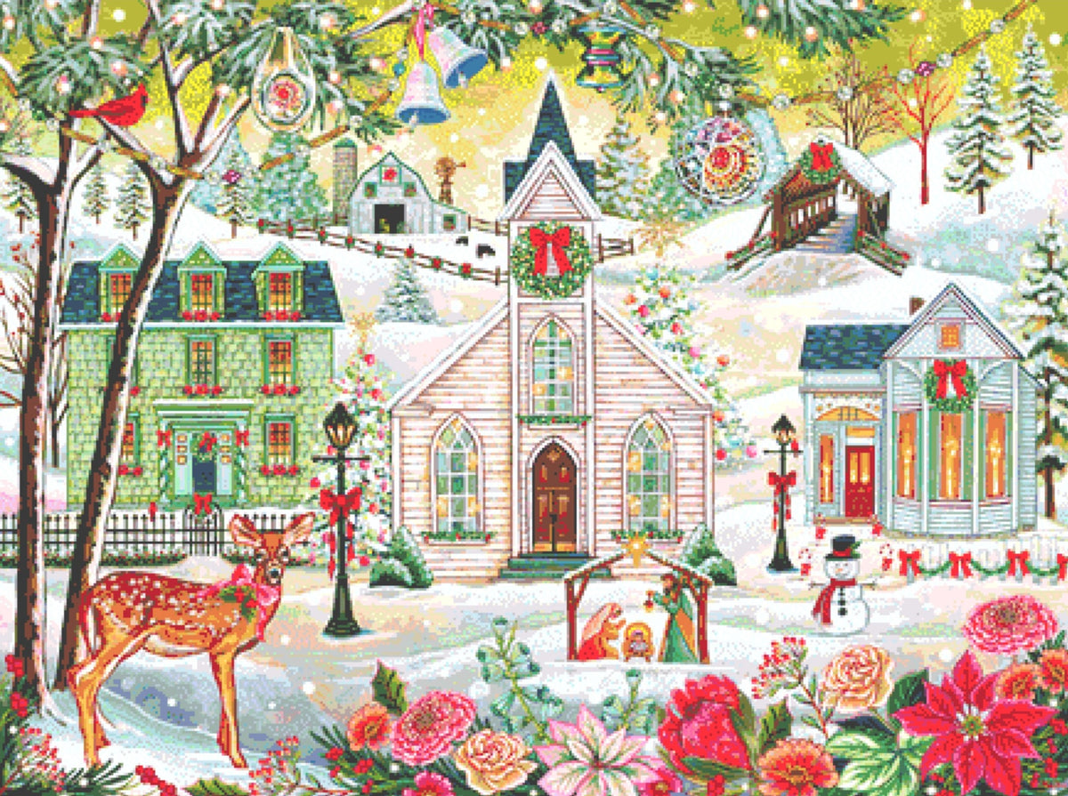 A Christmas Celebration cross stitch pattern by Peggy Davis/Porterfields Fine Art Licensing