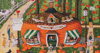 Pumpkin Cottage cross stitch pattern by Joseph Holodook/Porterfields Fine Art Licensing