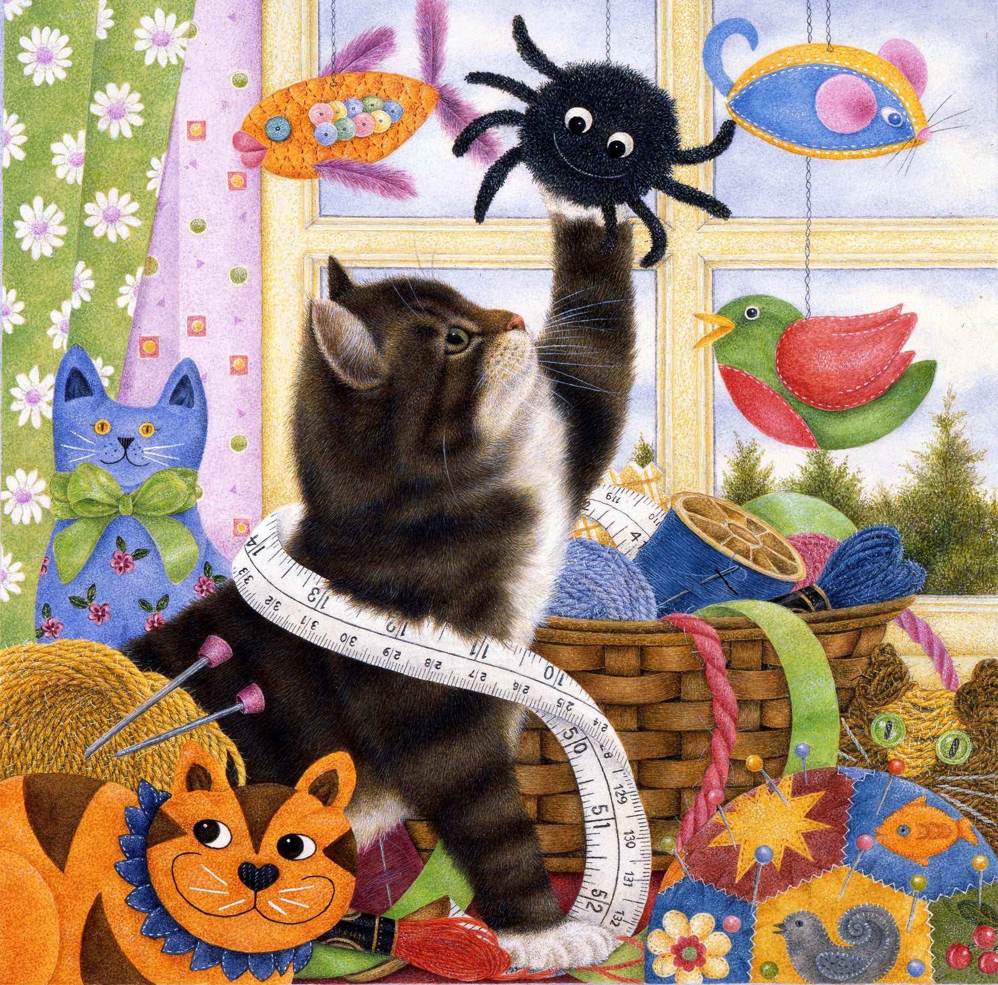Curious Kitten cross stitch pattern by Anne Mortimer/Porterfields Fine Art Licensing