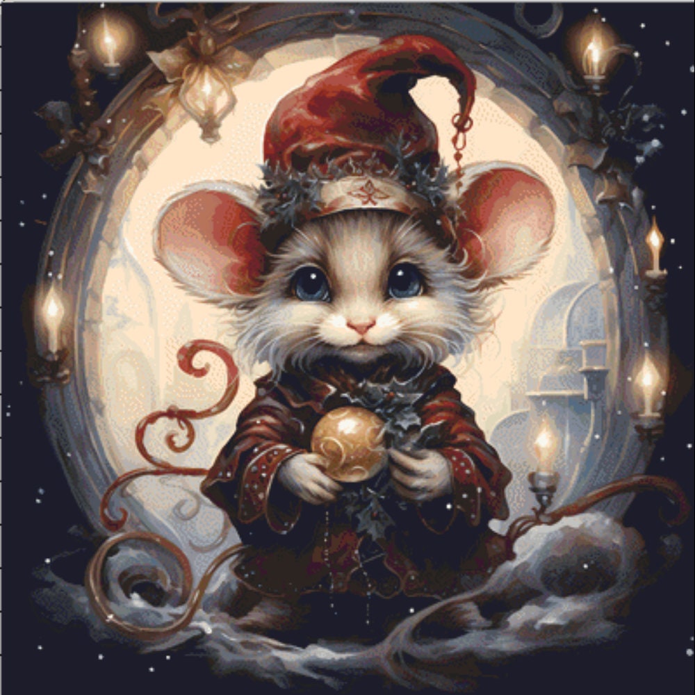 Magic Christmas Mouse cross stitch pattern by UniquelyMadeWallArt