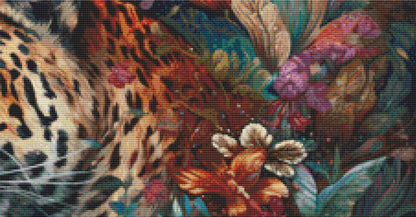 Leopard in Flowers ©Adobe Ext. License cross stitch pattern by StitchesSewBeautiful