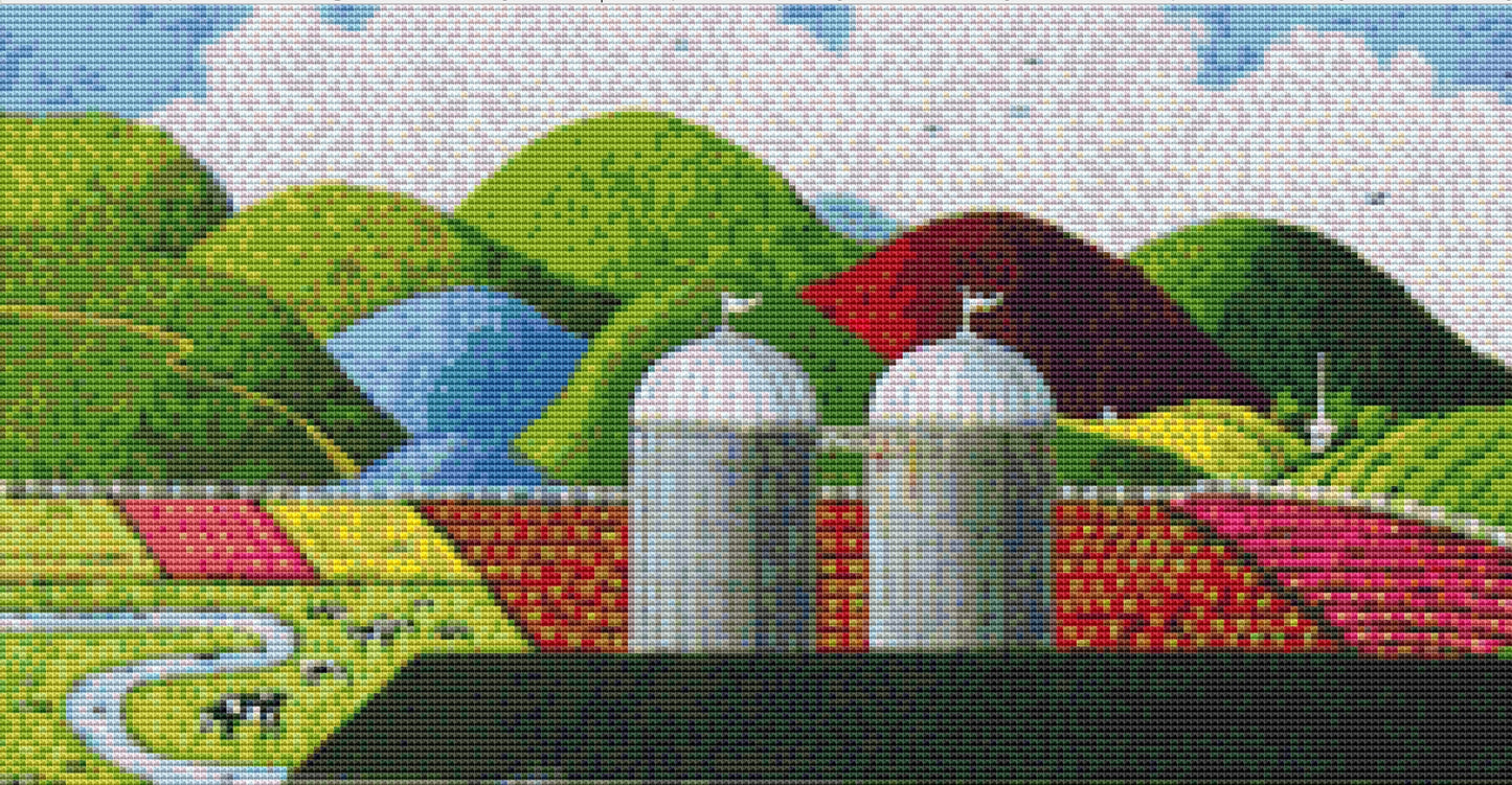 Sunshine Dairy Farm cross stitch pattern by Patrick Gauthier