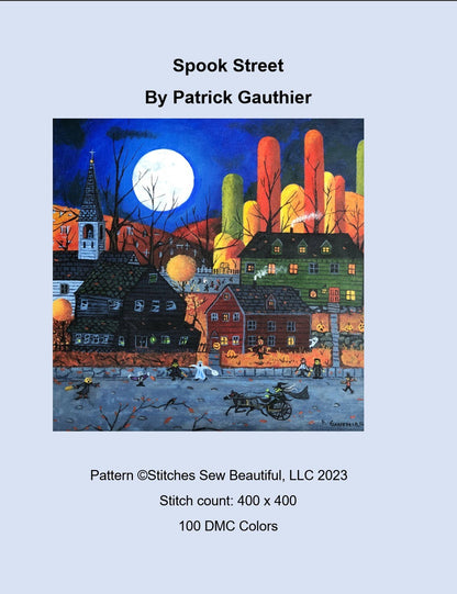 Spook Street cross stitch pattern by Patrick Gauthier
