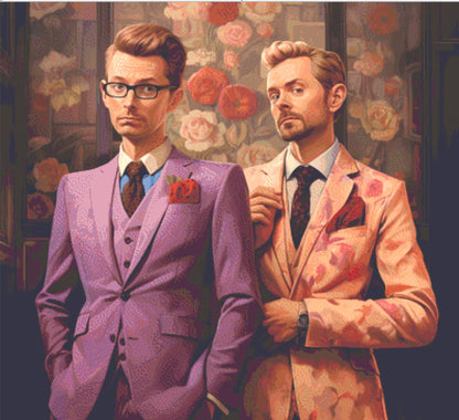 Crowley and Aziraphale cross stitch pattern by SphinxDesignStudio