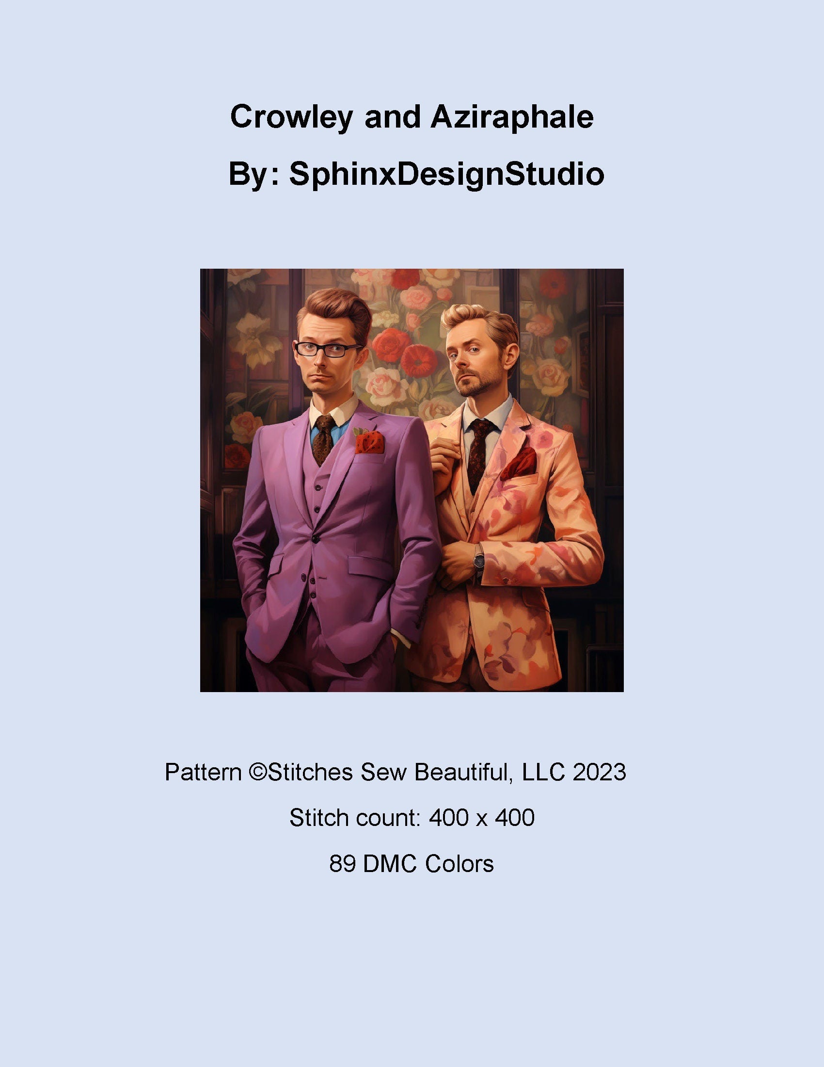 Crowley and Aziraphale cross stitch pattern by SphinxDesignStudio