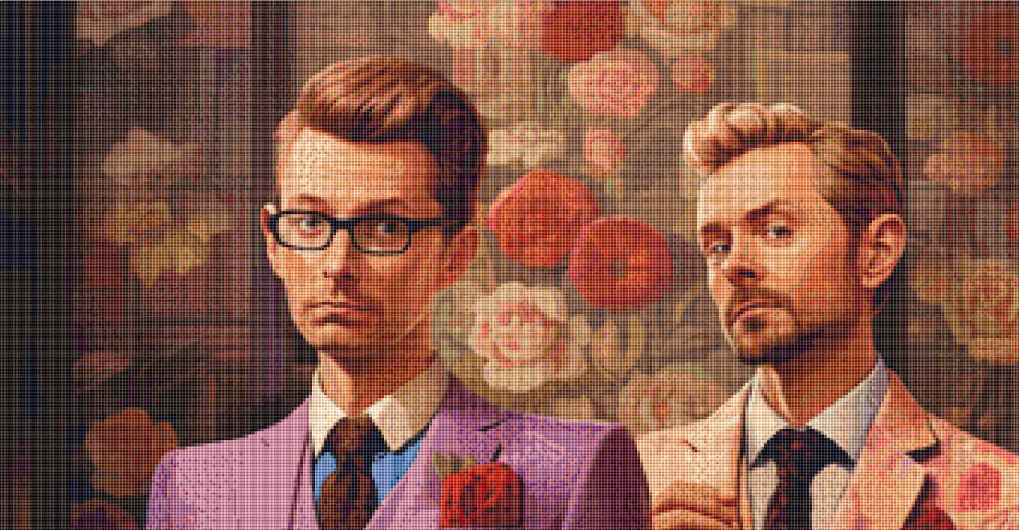 Crowley and Aziraphale cross stitch pattern by SphinxDesignStudio