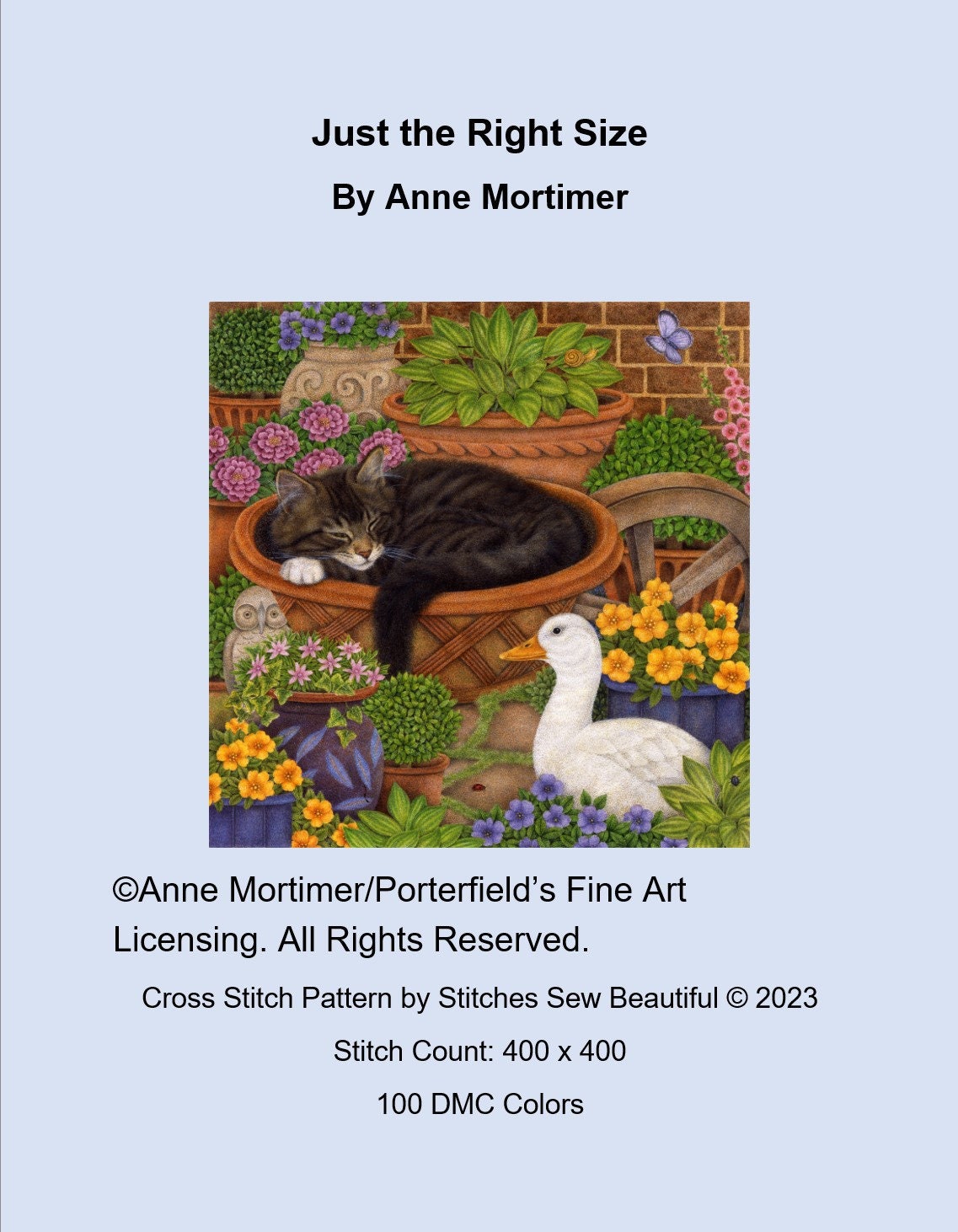 Just the Right Size cross stitch pattern by Anne Mortimer/Porterfields Fine Art Licensing
