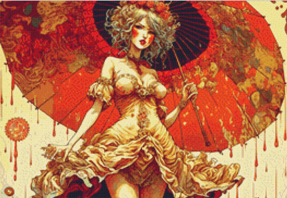 Psychadelic Woman With a Parasol ©Adobe Ext. License cross stitch pattern by StitchesSewBeautiful
