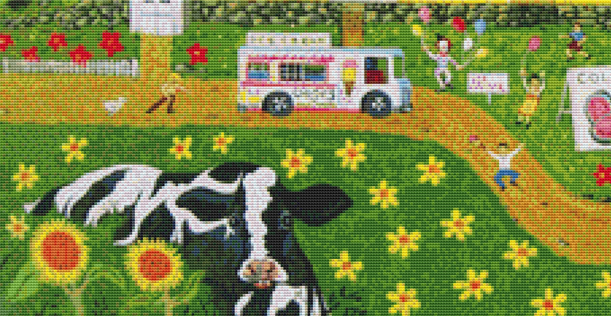 Sunshine Dairy Farm cross stitch pattern by Patrick Gauthier