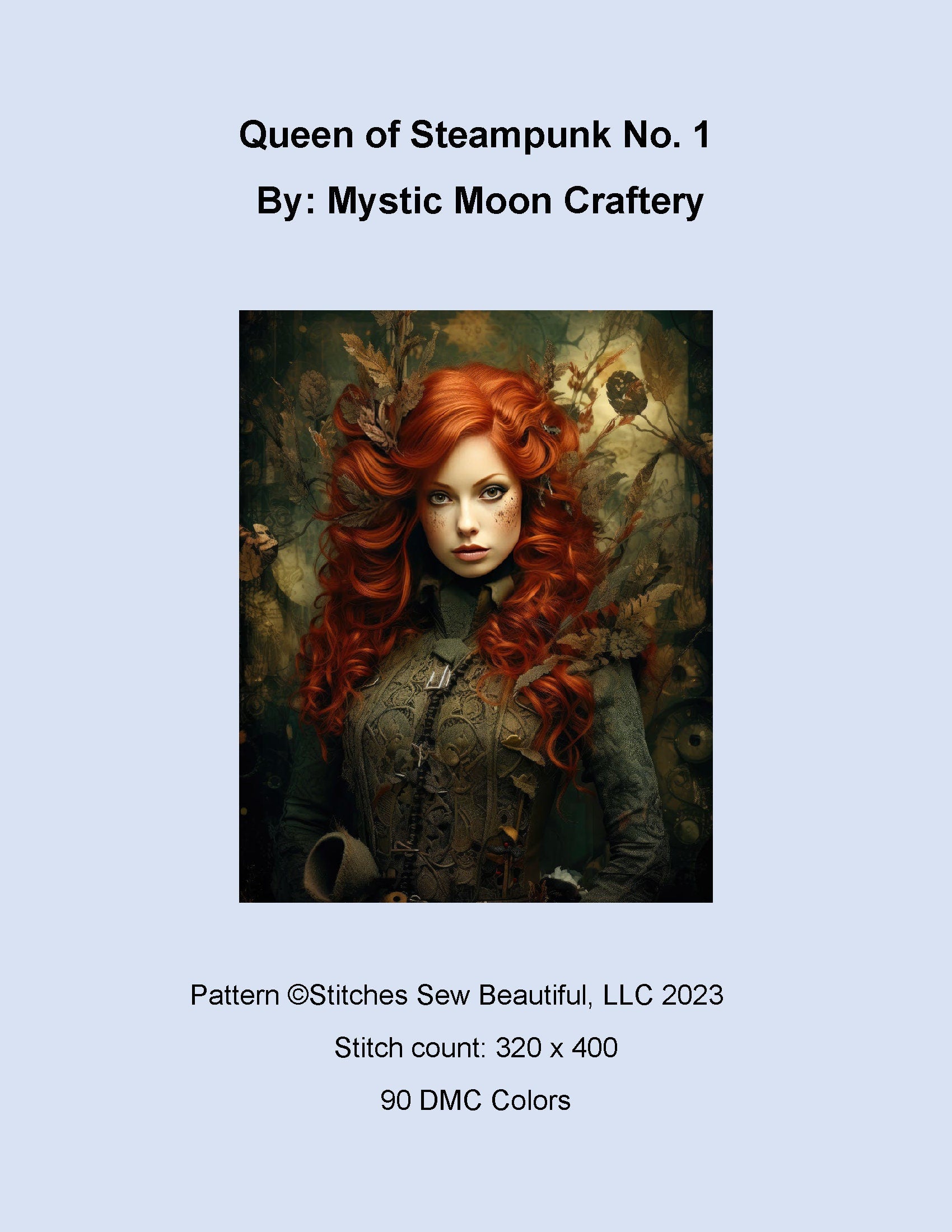Queen of Steampunk No. 1 cross stitch pattern by MysticMoonCraftery