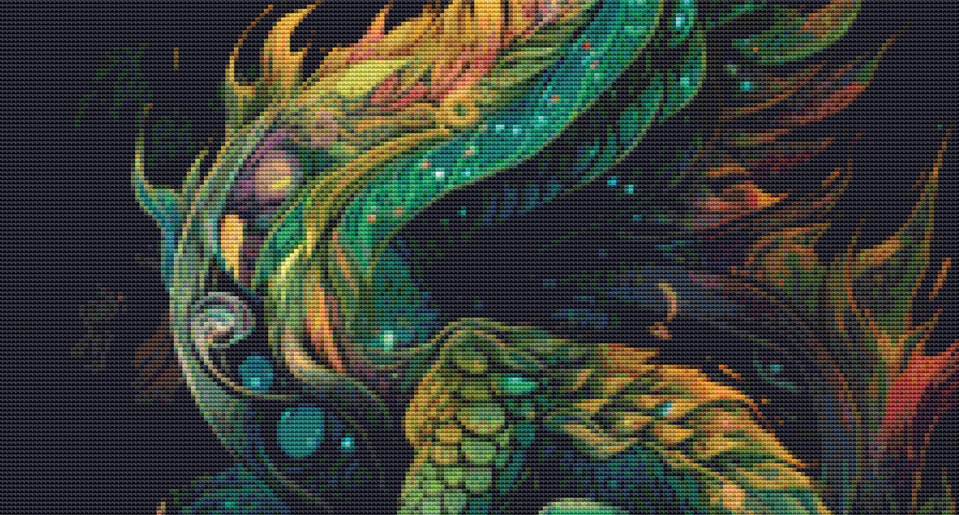 Chakra Dragon cross stitch pattern by Serr.Kai A Quill & Ink