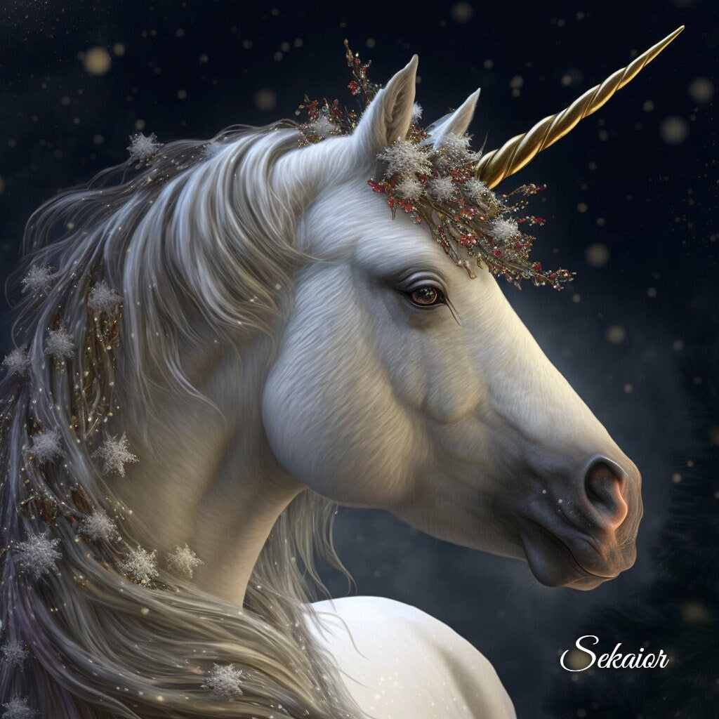 Holiday Unicorn cross stitch pattern by Serr.Kai A Quill & Ink