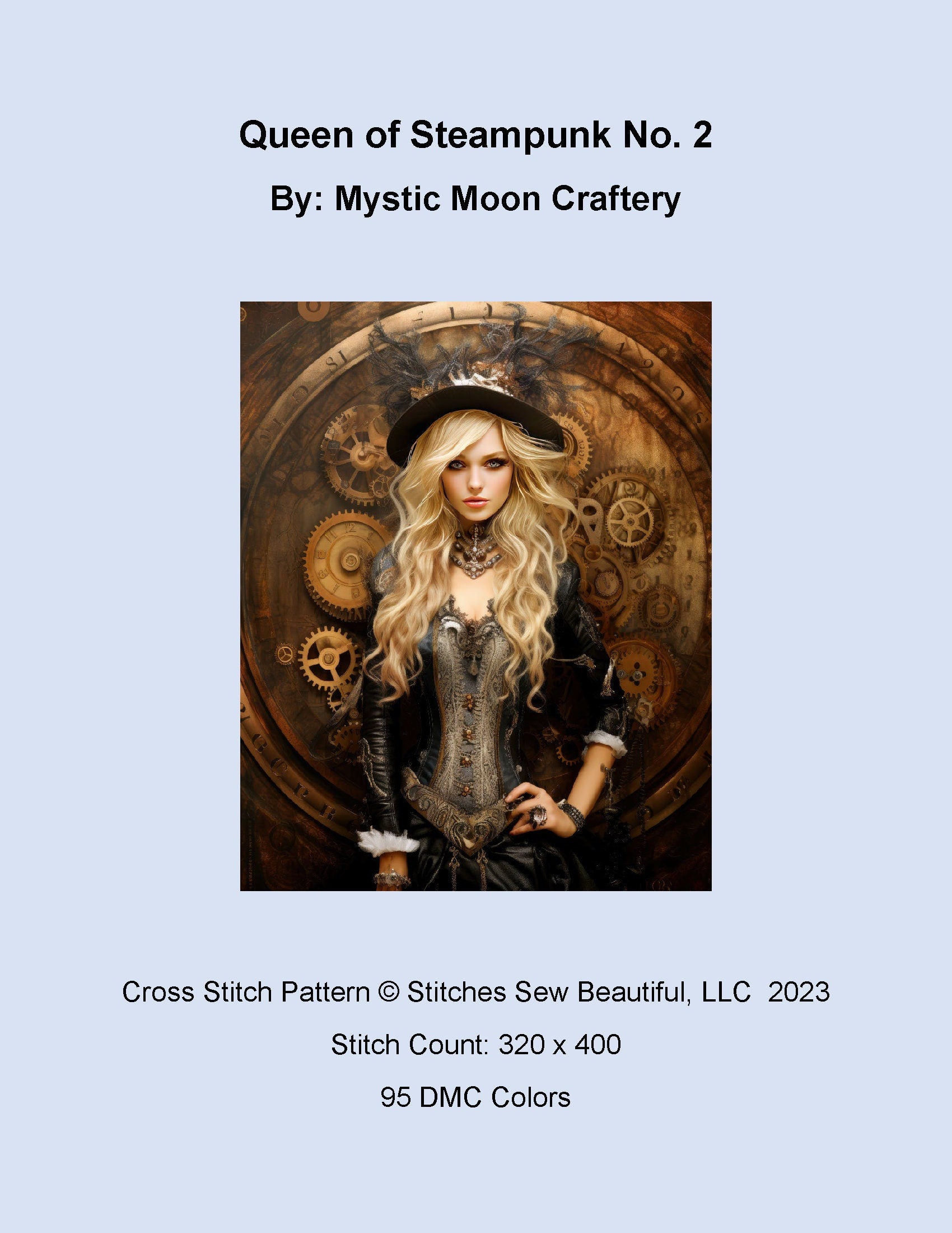 Queen of Steampunk No. 2 cross stitch pattern by MysticMoonCraftery