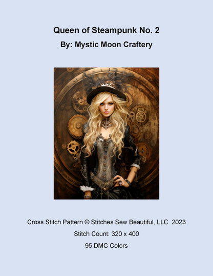 Queen of Steampunk No. 2 cross stitch pattern by MysticMoonCraftery