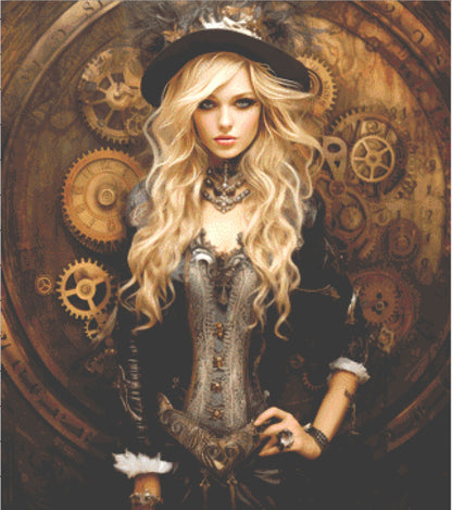 Queen of Steampunk No. 2 cross stitch pattern by MysticMoonCraftery