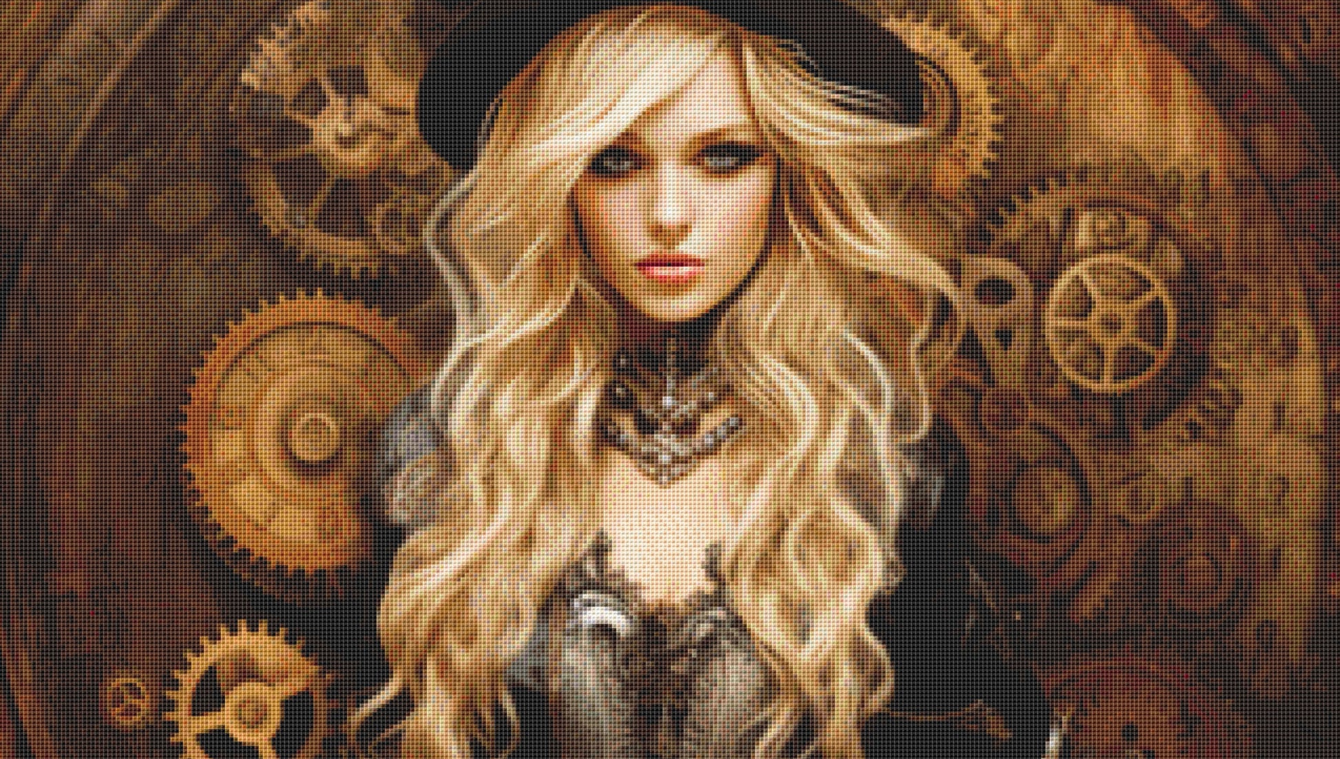 Queen of Steampunk No. 2 cross stitch pattern by MysticMoonCraftery