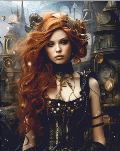 Queen of Steampunk No. 3 cross stitch pattern by MysticMoonCraftery