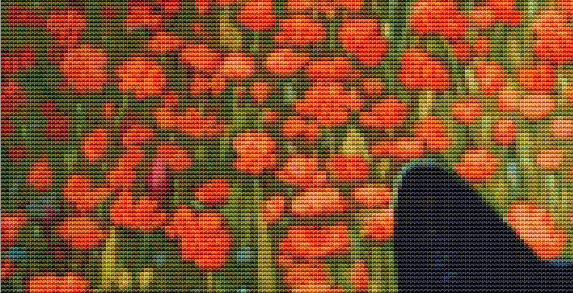 Black Cat and Orange Flowers cross stitch pattern by Eder Jose Rosa