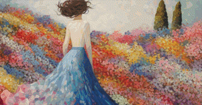Woman in a Field of Flowers 5 cross stitch pattern by Eder Jose Rosa