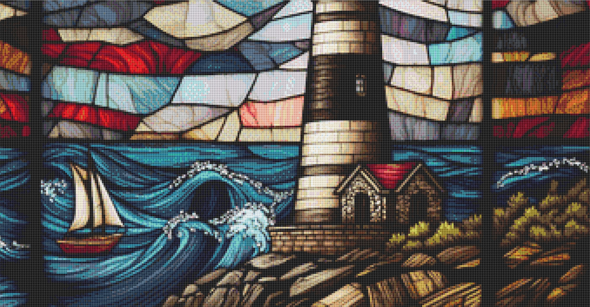 Stained Glass Lighthouse ©Adobe Ext. License cross stitch pattern by IllusioninChaos