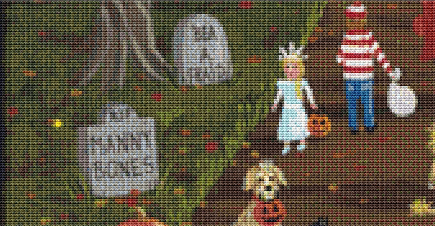 Enter if You Dare cross stitch pattern by Kim Leo licensed by JMS Art Licensing