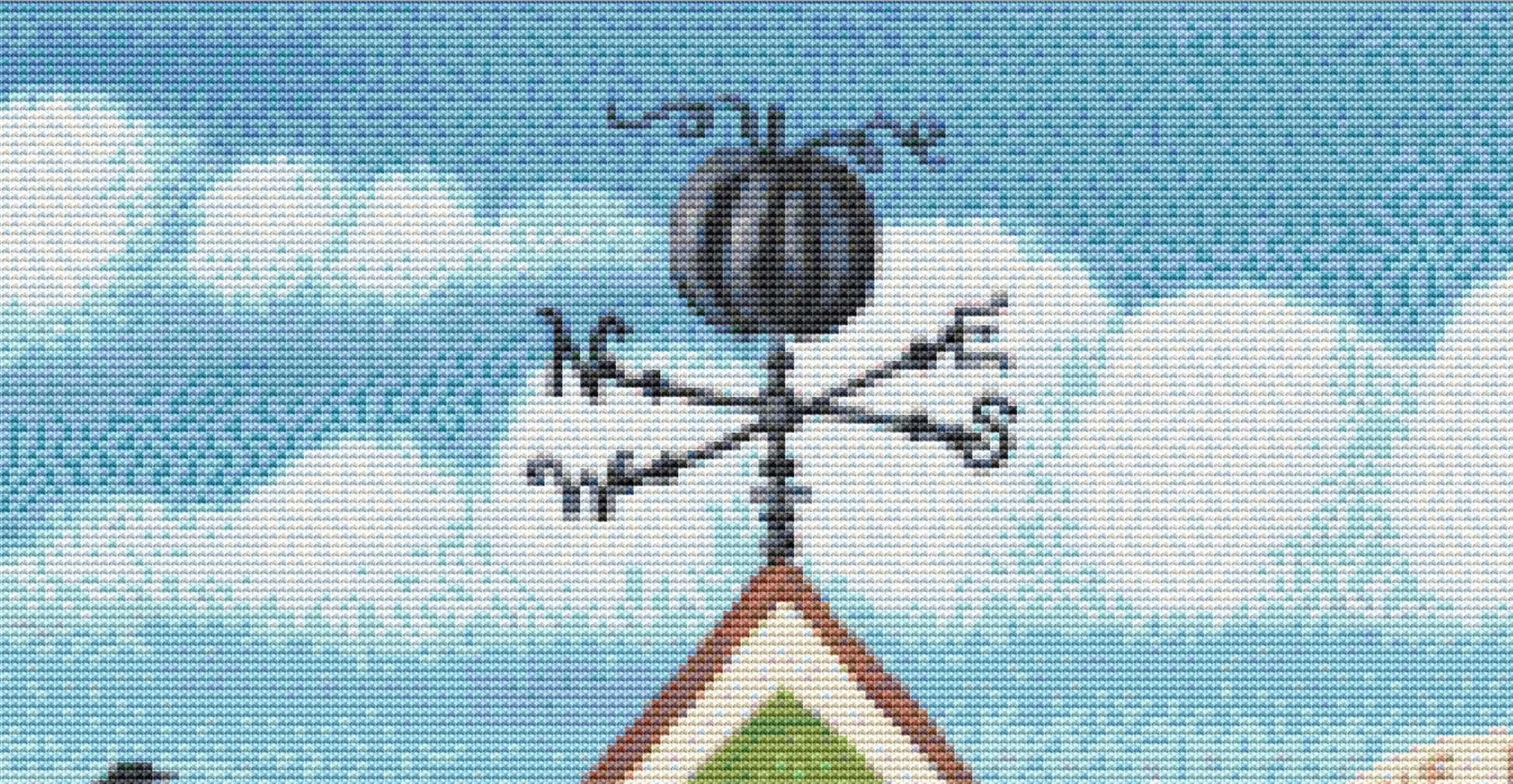 Pumpkin Patch Market cross stitch pattern by Kim Leo licensed by JMS Art Licensing