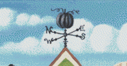 Pumpkin Patch Market cross stitch pattern by Kim Leo licensed by JMS Art Licensing