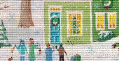 Christmas Carolers cross stitch pattern by Kim Leo licensed by JMS Art Licensing